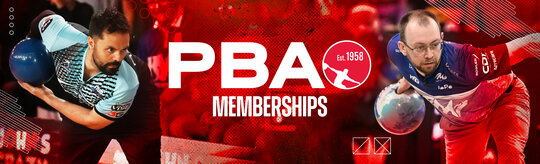 Become a PBA member. PBA logo with Jason Belmonte on the left and EJ Tackett on the right.